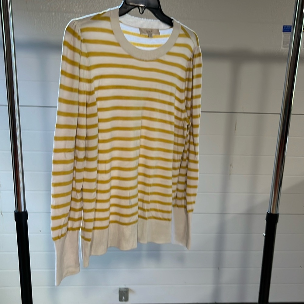 Loft cream and yellow/mustard stripe sweater